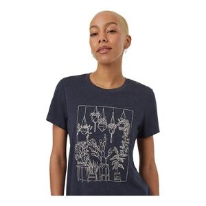 Tentree Women's Plant Club T-Shirt Midnight Blue Heather/Silver Cloud XS